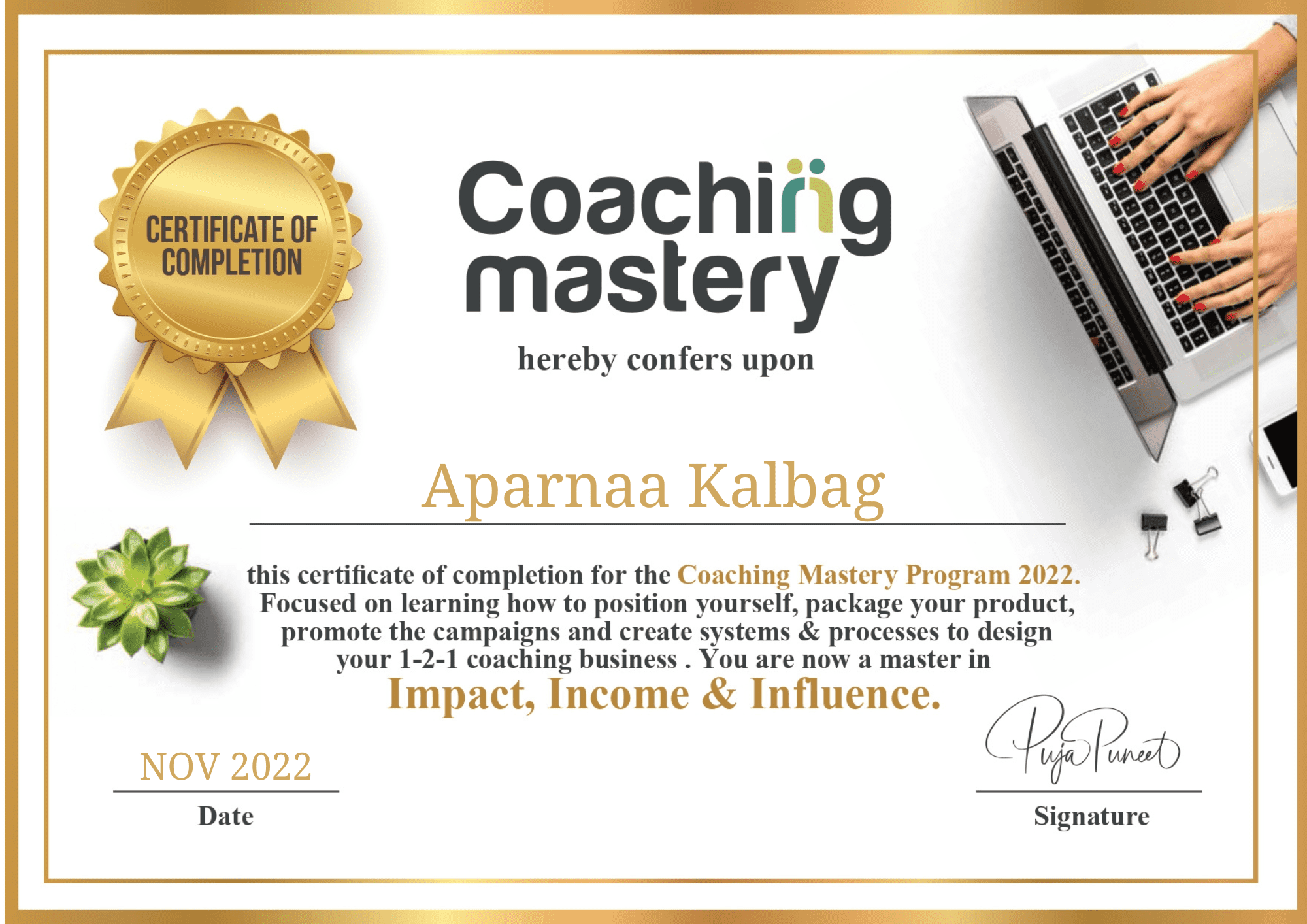 Certificate - Coaching Mastery PP